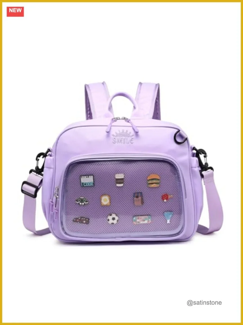 Lightweight Nylon Ita Bag Crossbody Shoulder Backpack Pin Display Anime